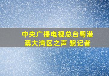 中央广播电视总台粤港澳大湾区之声 黎记者